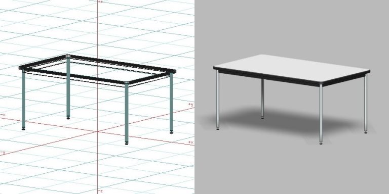 【家具】白色の 打合せテーブル【formZ】 table_0009