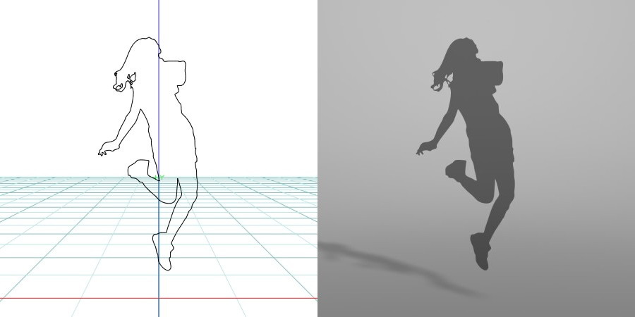 formZ 3D シルエット silhouette 女性 woman female lady 飛び跳ねる ジャンプ jump