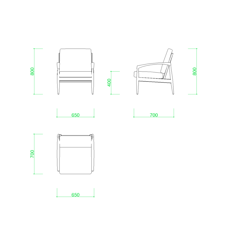 1人掛け ソファ【DXF/autocad DWG】 2disof_0016