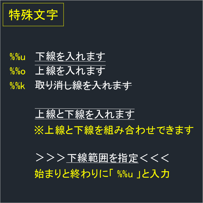 サンプルデータ｜特殊文字の使い方（とくしゅもじ）｜学習用・チュートリアル tutorial｜autocad DWG｜digital-architex