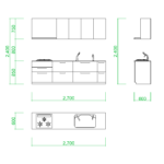 【2D部品】2700サイズのＩ型スリムキッチン【DXF/autocad DWG】2df-kit_0018