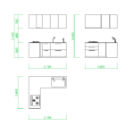 【2D部品】2118サイズのＬ型キッチン【DXF/autocad DWG】2df-kit_0031