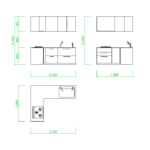 【2D部品】2218サイズのＬ型キッチン【DXF/autocad DWG】2df-kit_0032