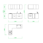 【2D部品】2418サイズのＬ型キッチン【DXF/autocad DWG】2df-kit_0033