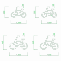 自転車置き場の白線マーク の2dCADデータ 参考図│じてんしゃ 駐輪場 白線 マーク ロゴ 焼付け ペイント W:1,000 mm D:700 mm W:1,200 mm D:900 mmライン幅：50 mm│外構 エクステリア ブロック 部品 製図 サンプル図 Sample│2d cad データ フリー ダウンロード 無料 商用可能 建築設計 図面 フリー素材 オートキャド 部品 AUTOCAD dwg dxf Free download│digital-architex.com デジタルアーキテクス